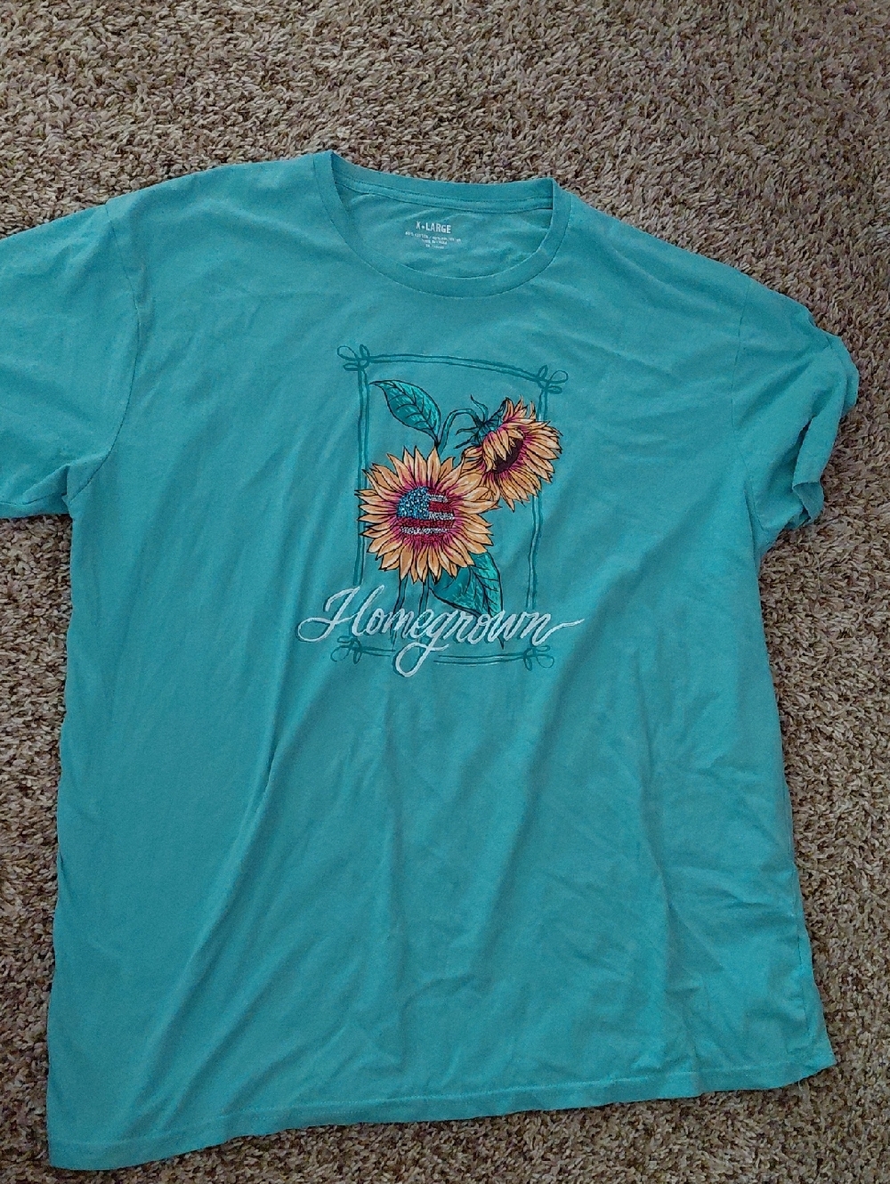 Turquoise 'Homegrown' Sunflower Graphic Tee